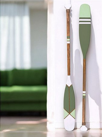 Remo Decorativo Ponta Branca e Verde 130 cm Decoração Náutica Praia
