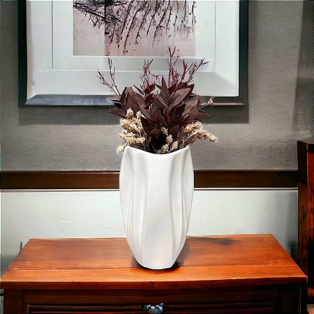 Vaso Decorativo Contemporâneo em Cerâmica Branco