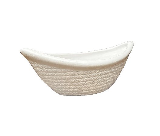 Vaso Decorativo Canoa Branco em Cerâmica
