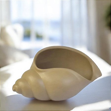 Vaso Decorativo Concha Marrom em Cerâmica