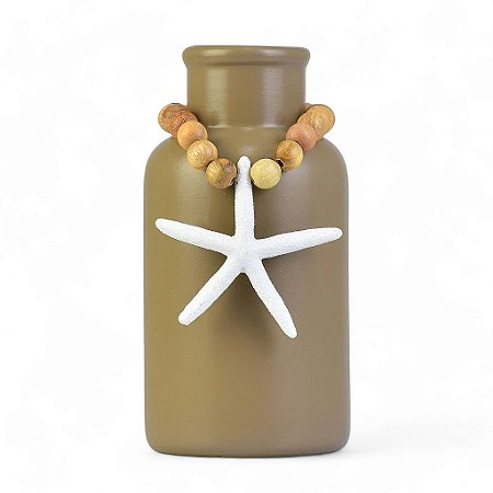 Vaso Decorativo Garrafa Marrom com Colar de Estrela