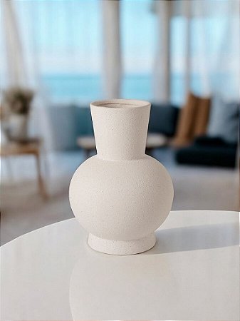 Vaso Decorativo Off White Grande em Cerâmica