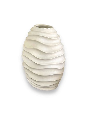 Vaso Ondas Decorativo Off White Grande em Cerâmica
