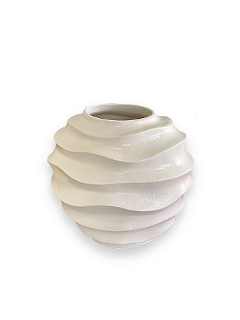 Vaso Ondas Decorativo Off White Médio em Cerâmica