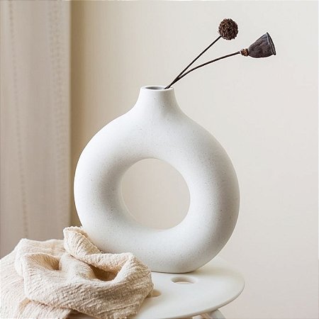 Vaso Decorativo Redondo Boho 21,5x21,5 em Cerâmica