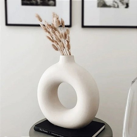 Vaso Decorativo Redondo Boho 18x18 em Cerâmica