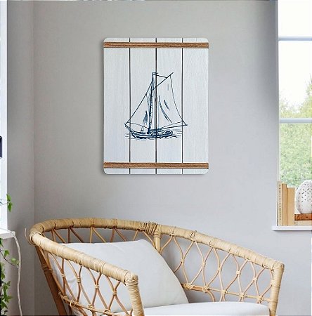 Quadro Decorativo Veleiro em Madeira Decoração Náutica Praia