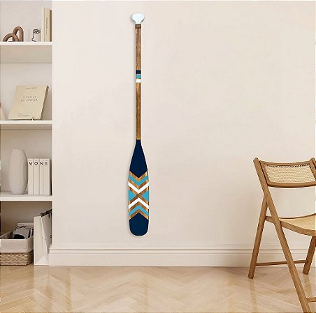 Remo Decorativo X Azul Claro, Branco e Azul Marinho 100cm em Madeira