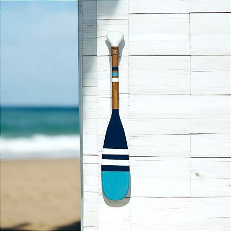 Remo Decorativo Azul Marinho, Branco e Azul Claro 55 cm em Madeira Pinus