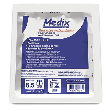Luvas Cirúrgicas Estéreis 8.5 - Medix Brasil