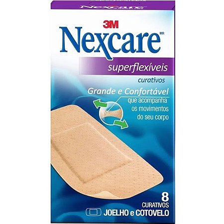 Curativo Superflexíveis Joelho e Cotovelo 8 Unid. 3M - Nexcare