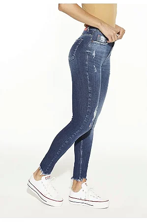 Calça Jeans Skinny Cigarrete Cintua Media Denim Zero