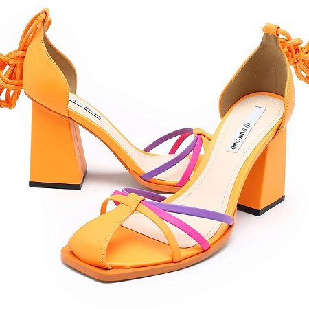 Sandalia Couro Napa Laranja Dumond
