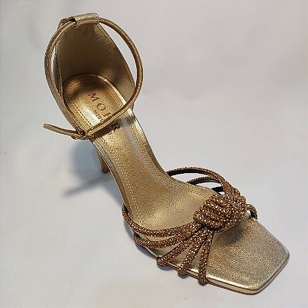 Sandalia com Tiras Brilho Ouro Mohr Divalesi