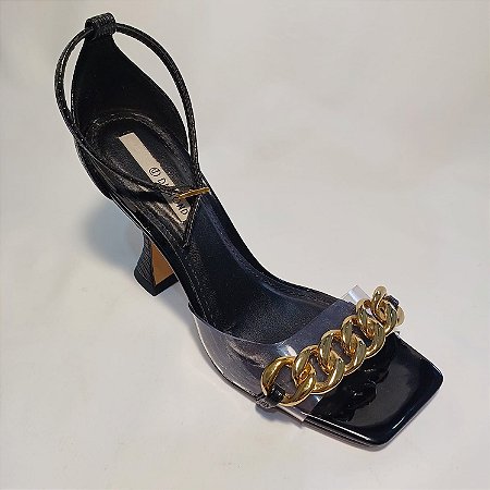Sandalia Sintetico Vinil Cristal Preto Dumond