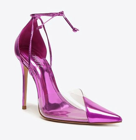 Sapato Scarpin Vinil Metalizado Rosa