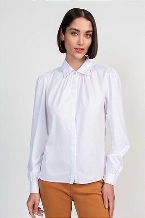 Camisa Solta manga Longa Flor de Lis Branco