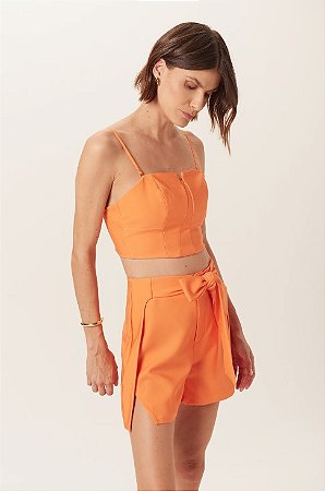 Shorts com Amarraçao Dimy Laranja Caju