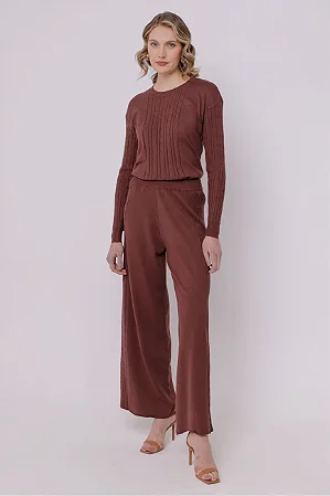 Conjunto Tricot Mamo Marrom