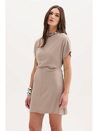 Vestido Feminino Manga Curta Flor de Lis