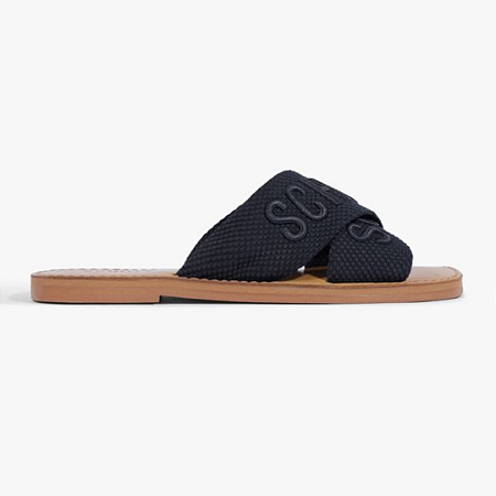 Sandalia Rasteira Flat X Logo Bordado Schutz
