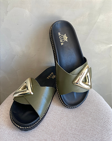 Papete Couro Miss Mohr 25235 Verde Musgo