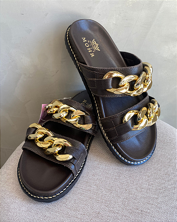 Papete Couro Corrente Miss Mohr 25097 Marrom