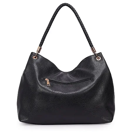 Bolsa Hobo Grande Com Alça Trancada Role WJ Preto