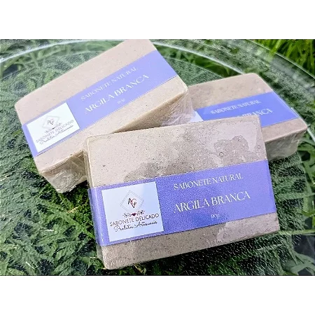 Sabonete Artesanal de Argila Branca Limpeza Suave Clareadora e Hidratação Natural da Pele