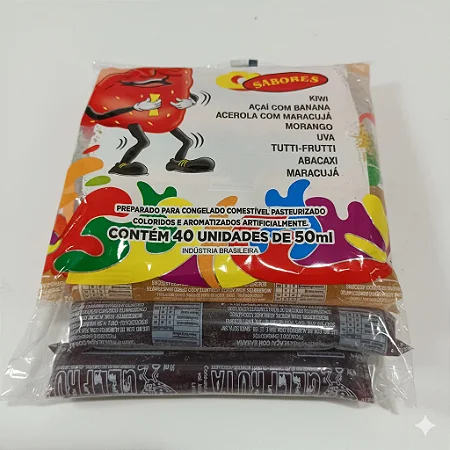 Geladinho Gel Fruta Médio Pacote c/ 40 unidades 50ml