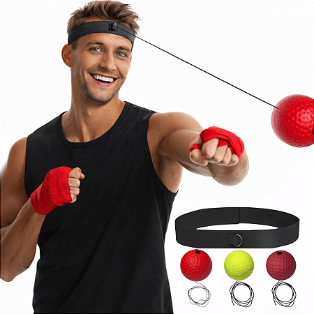 Bola Boxe Capacete Ajustável Treino Velocidade Reflexo