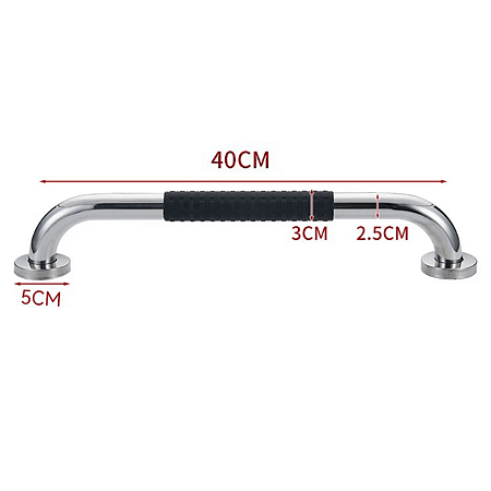 Barra De Apoio Inox 40Cm Antiderrapante Banheiro E Escadas
