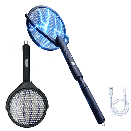 Raquete Elétrica Mata Mosquito Extensível Uv Recarregável