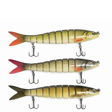 Kit 3 Iscas Articuladas 14cm 16g Alta Performance Traíra Tucunaré