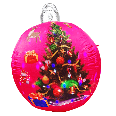 Bola Inflável de Natal com Luz LED 1,2m Decoração Festas Jardim Casa