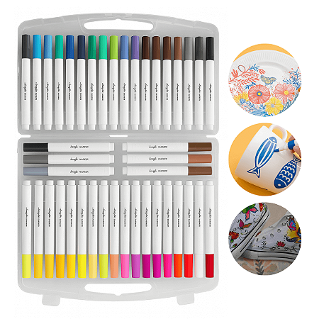 Kit 48 Canetas Marcador Acrílico Permanente Colorida Brush