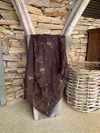 Lenço Grafismo Floral 100% seda | 90x90cm