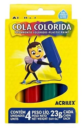 Cola Colorida Escolar 4 Cores 23g Acrilex