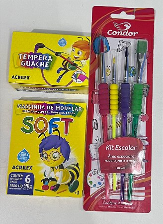 Kit Guache e Massa De Modelar 6 Cores Acrilex Com Pincel