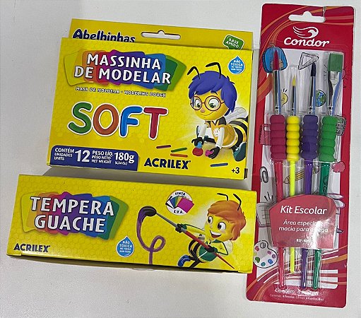 Kit Guache e Massa De Modelar 12 Cores Acrilex Com Pincéis