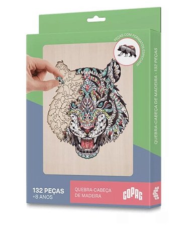 Quebra-Cabeça Em Madeira - Tigre - 132 Peças - Copag