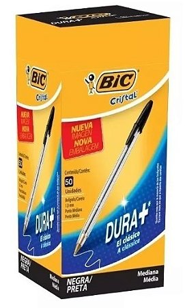 Caixa De Caneta 1.0 mm Preta Cristal 50 Unidades Ponta Média