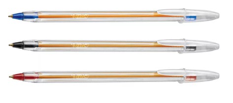 Caneta Bic Cristal Precisão 0.8mm Ponta Fina Kit Com 3 Cores Exterior Transparente