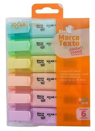 Marca Texto Tons Pastel Estojo Com 6 Cores