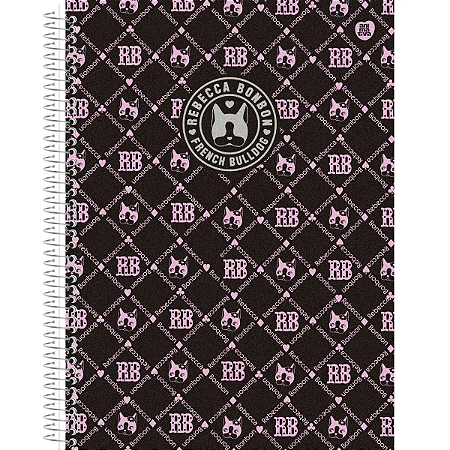 Caderno Brochura Capa Dura Rebecca Bonbon Animativa Xadrex Preto