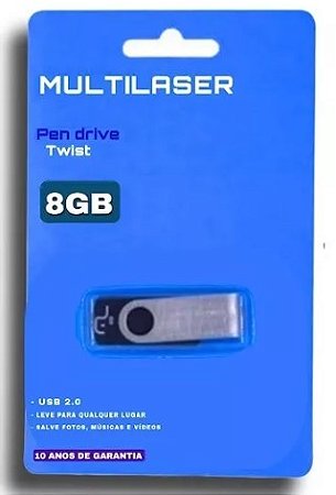 Pen Drive Twist Multilaser 8gb Usb Preto