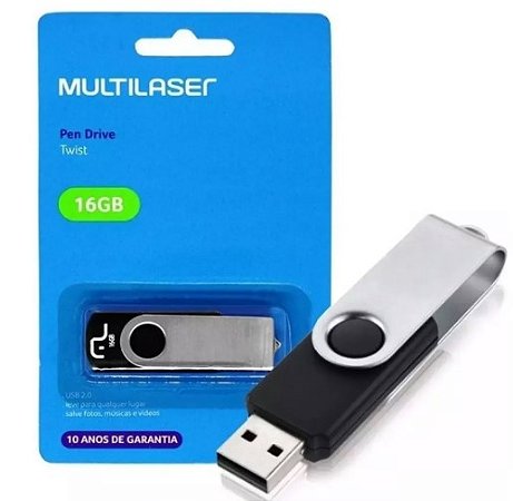 Pen Drive Twist Multilaser 16gb Usb Preto