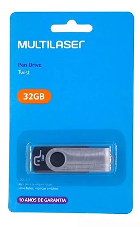 Pen Drive Twist Multilaser 32gb Usb Preto
