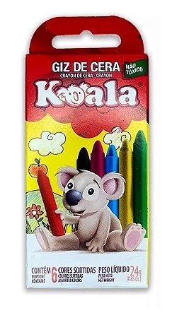 Giz De Cera Fino Com 6 Cores Sortidas - Koala