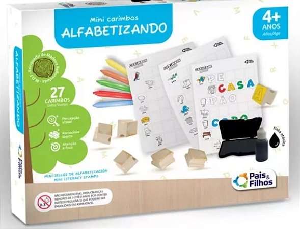 Mini Carimbos Educativos Alfabetizando - Pais & Filhos
